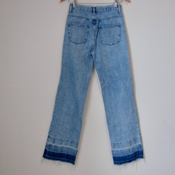 J Brand Joan High Rise Wide Leg Jeans Blissed Out Boho Raw Frayed Hem Tall 26 - Picture 11 of 15